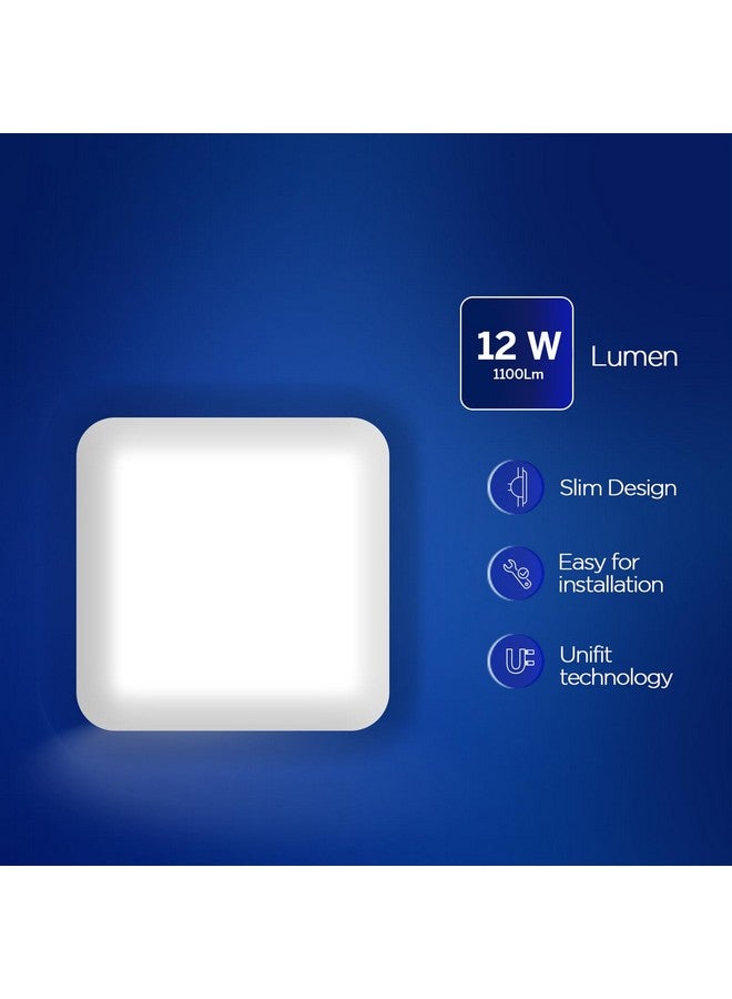 Halonix Prime 12W Square Slim Surface Downlighter | CCT-6500K Cool Day Light | Slim Decorative Wall & Ceiling Light | Pack 10 - Image 3