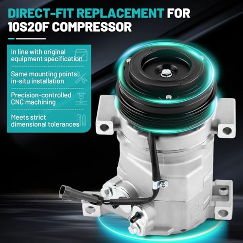 Farrme A/C Compressor Fit for Cadillac Escalade, for Chevy Avalanche Tahoe Silverado 1500 2500 3500, Suburban 1500 2500, for GMC Sierra Yukon CO 29002C Automotive Replacement AC Compressor with Clutch - Image 5
