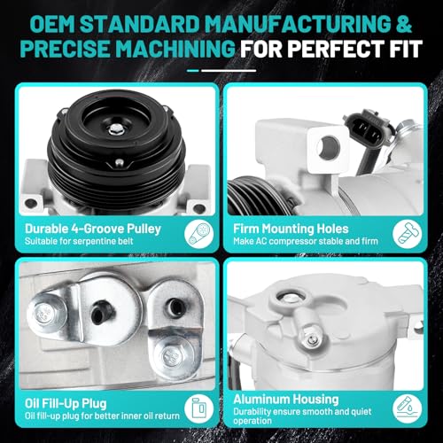 Farrme A/C Compressor Fit for Cadillac Escalade, for Chevy Avalanche Tahoe Silverado 1500 2500 3500, Suburban 1500 2500, for GMC Sierra Yukon CO 29002C Automotive Replacement AC Compressor with Clutch - Image 3