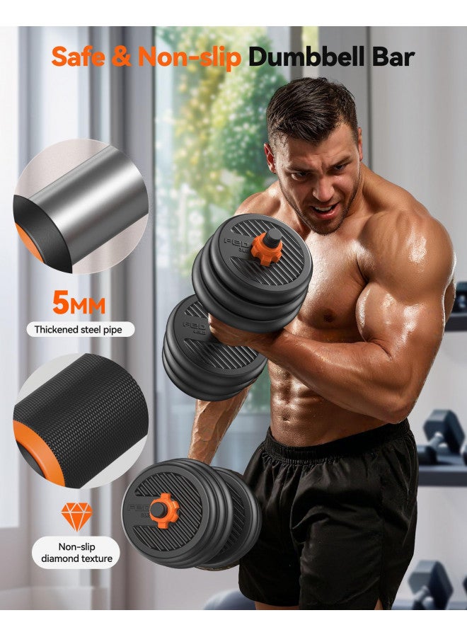 FEIERDUN Adjustable Dumbbells, 30lbs Free Weight Set with Connector, 4 in1 Dumbbells Set Used as Barbell, Kettlebells, Push up Stand, Fitness Exercises for Home Gym Suitable Men/Women - Image 4