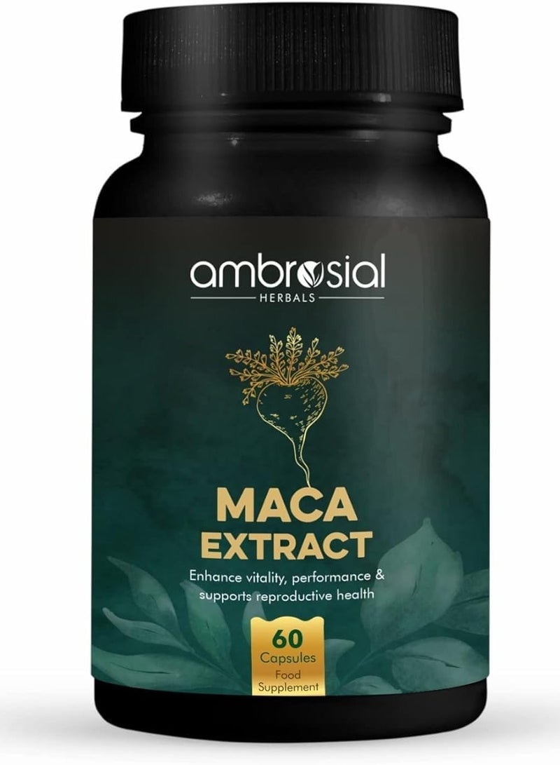 Ambrosial 500mg Maca Root Capsules for Men & Women 60 Capsules - Image 1