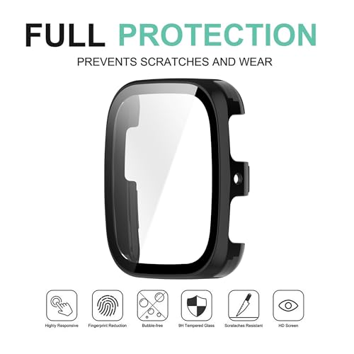 Wisely Shine Protective Slim Bumper Tempered Glass Case Cover Compatible with Amazfit Active 2 Square, Luxury Black - Image 5