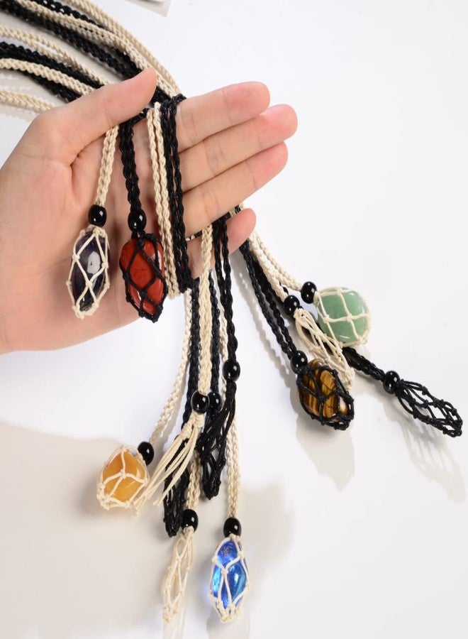 Anjiucc 18-Piece Necklace Cord Set - Empty Stone Holder, Crystal Stone Necklace Cord, Adjustable (9PCS Black + 9PCS Beige) - Image 4