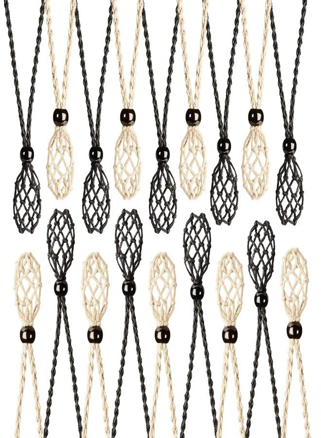 Anjiucc 18-Piece Necklace Cord Set - Empty Stone Holder, Crystal Stone Necklace Cord, Adjustable (9PCS Black + 9PCS Beige) - Image 1