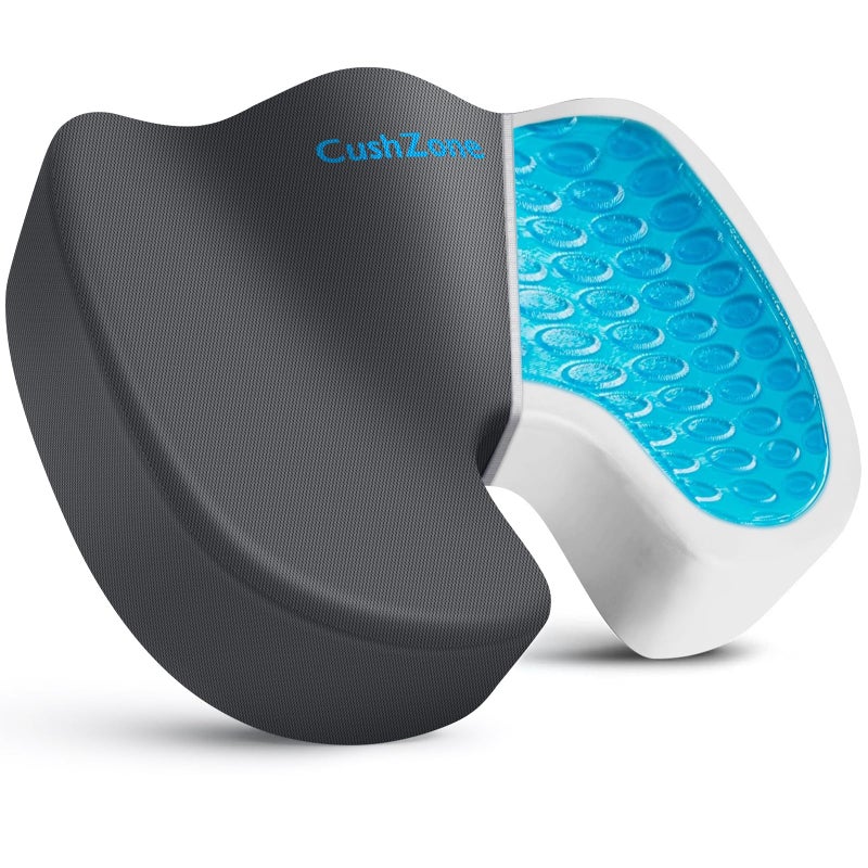 Office Chair Seat Cushion Cooling Gel Enhanced Memory Foam Cushion for Long Sitting Back Sciatica Coccyx Tailbone Pain Relief Pillow for Office Gaming Car Wheelchair Grey XLarge