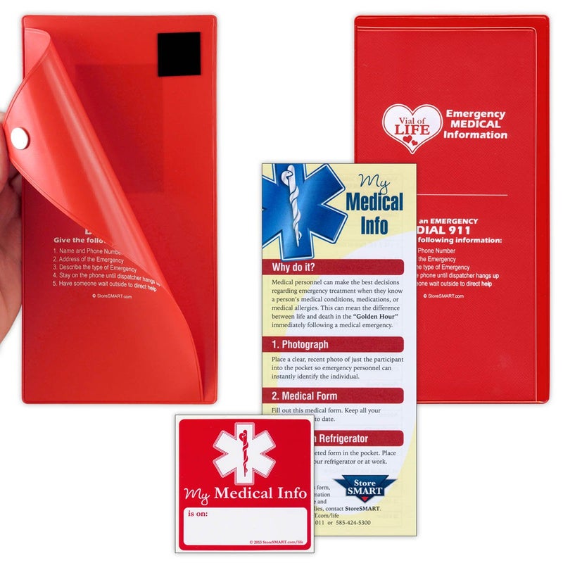 StoreSMARTÂ® - Vial of Life 5-Pack - Magnetic Easy Open - Magnetic Back - Red - VOLMCP502MB-R-5