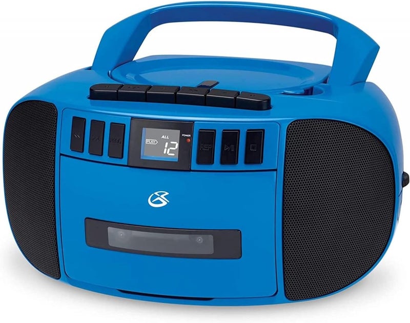 GPX BCA209BU Portable Am/FM Boombox with CD and Cassette Player, Blue - Image 1