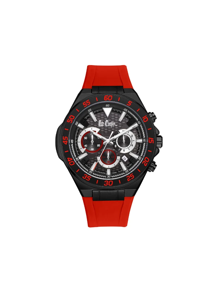 Lee Cooper Men's Multi Function Display Watch With Red Silicone Strap - LC08003.658