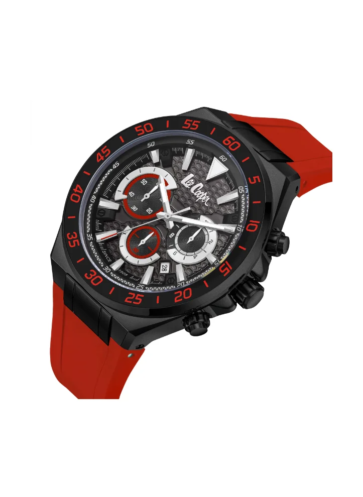 Lee Cooper Men's Multi Function Display Watch With Red Silicone Strap - LC08003.658