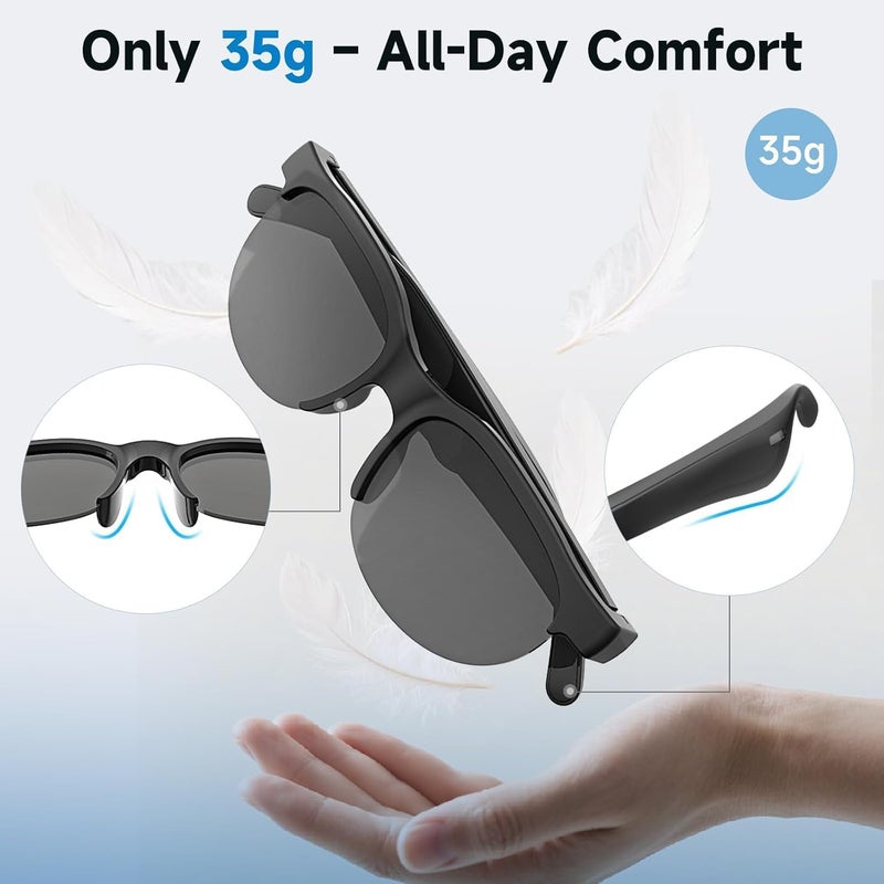 نظارات مع ترجمة الذكاء الاصطناعي ، مترجم نظارات شمسية ذكية مع صوت بلوتوث ، مساعد صوتي ، موسيقى ومكالمات خالية اليدين ، يمكن ترجمة أكثر من 150 لغة للسفر - Image 5