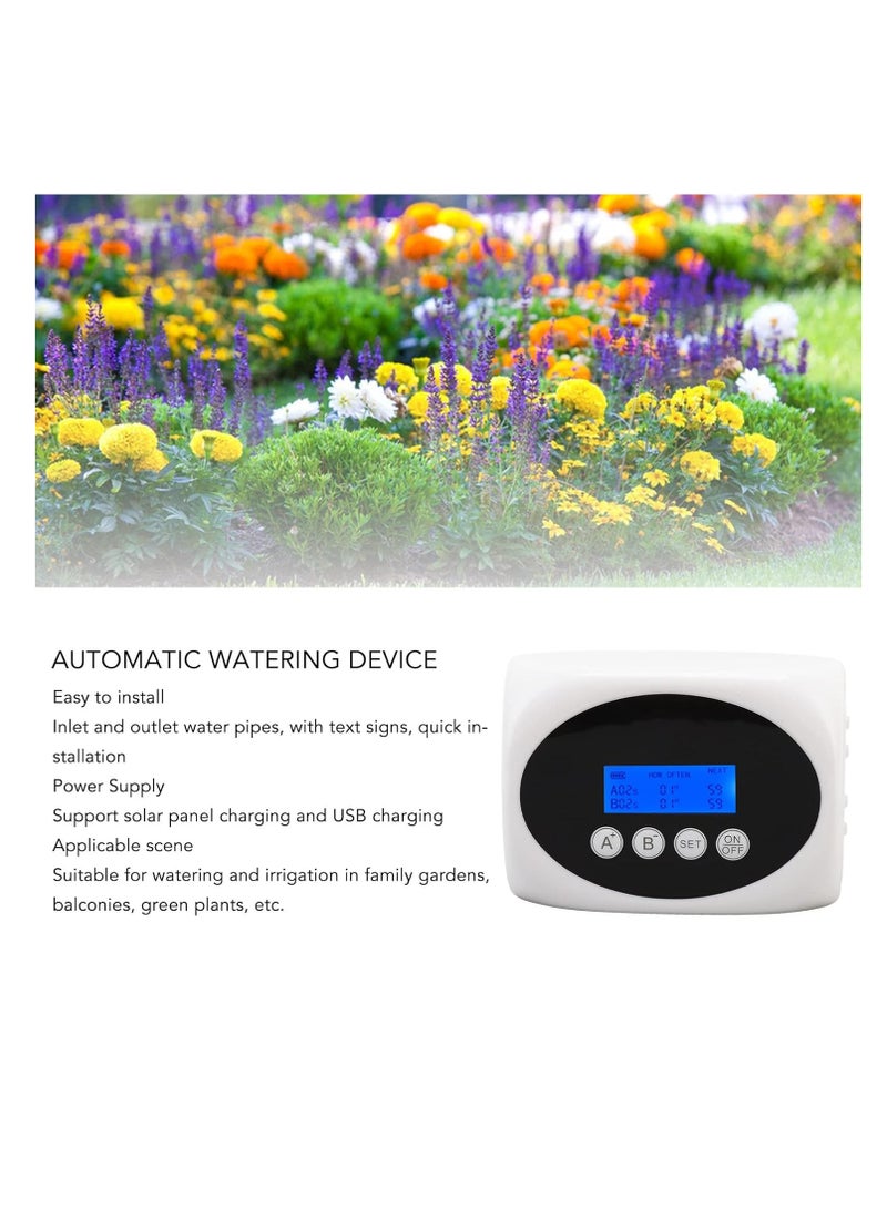 SYOSI طقم ري بالتنقيط الأوتوماتيكي جهاز سقي تلقائي جهاز سقي حديقة مضختين مزدوجتين جهاز ري مؤقت لسقي النباتات طقم تنقيط أسود 10م لـ 15 وعاء 3 واط - Image 3