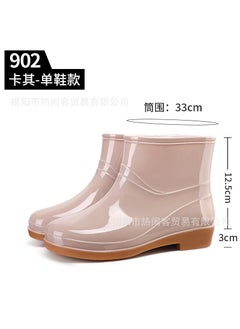 Womens Short Barrel Rain Boots Kitchen Waterproof Non-slip Running Shoes Special Offer Labor Saving Rubber Shoes China Made 902 khakis