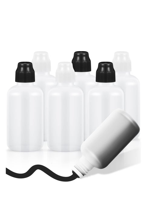 Paint Dabbers Bottles, Empty 2 Ounce Marker Bottle, White Black Refillable Graffiti Markers Mop, Sponge Tip Empty Squeeze Bottle Dauber Top applicator for Wooden Plastic Boards Cloth (6 Set)