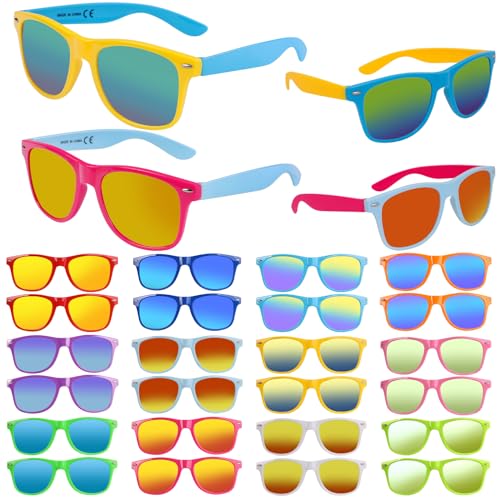 weilaga 24 Pack Sunglasses Bulk - 12 Neon Sun Glasses with UV400 Protection, Great Gift for Pool, Beach, Birthday, Goody Bag Filler, Party Toys, Outdoor Party Supplies for Kids, Teens, Adults - Image 1