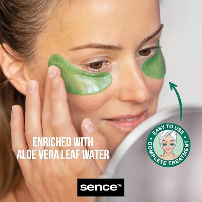 Sence Aloe Vera Hydrogel Eye Mask, Vegan, Face Care for Relaxing the Skin and Against Dark Circles with Vitamin A and Vitamin C, Beauty Skincare Under Eye Patches (3 x 6 ml) - Image 3