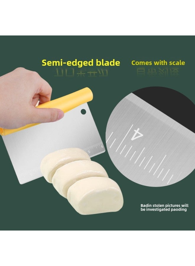 Three-in-one Flour Scraper Stainless Steel Noodle Cutter With Scale Cutter Half Bladed Flour Scraper Baking Tool-Color:Black-opp Bag - Image 4