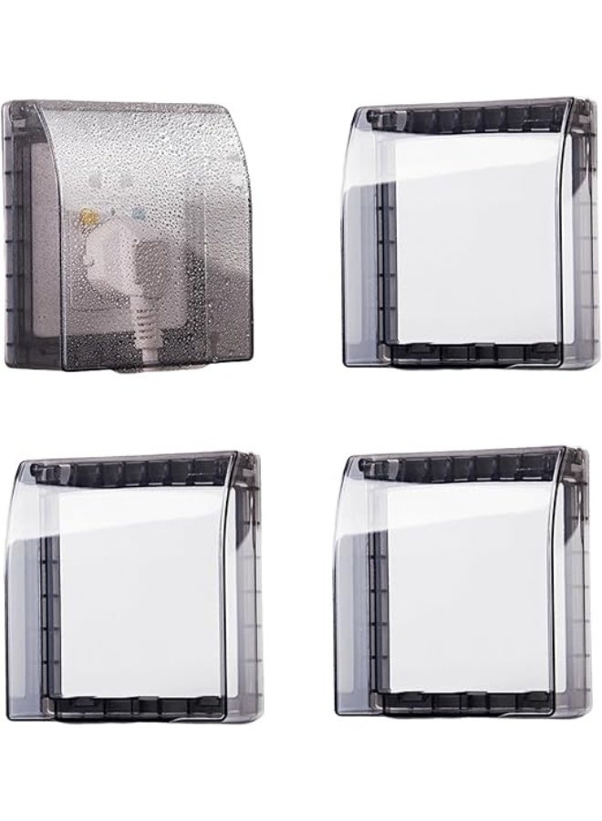 erorex Plastic Wall Switch Waterproof Cover Box, 4 Pack Self-Adhesive Waterproof Covers for 86 Type Transparent Black Switch Covers, for Bathroom & Kitchen Socket Protection Against Splashing Water - Image 1