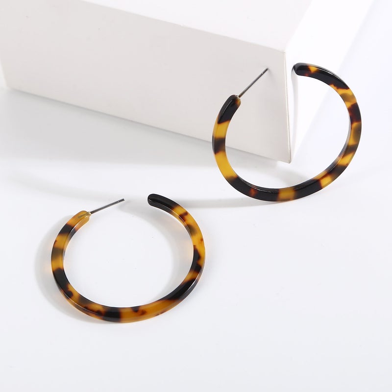 BaubleStar Tortoise Shell Resin Hoop Earrings Acrylic Round Circle Dangle Amber Ear Drops Fashion Jewelry for Women - Image 4
