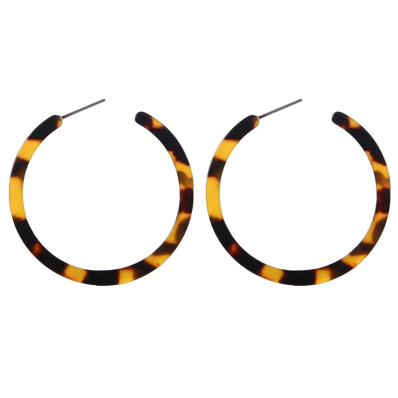 BaubleStar Tortoise Shell Resin Hoop Earrings Acrylic Round Circle Dangle Amber Ear Drops Fashion Jewelry for Women - Image 1