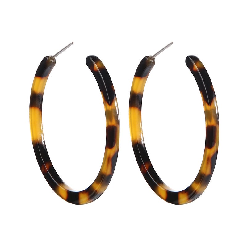 BaubleStar Tortoise Shell Resin Hoop Earrings Acrylic Round Circle Dangle Amber Ear Drops Fashion Jewelry for Women - Image 3