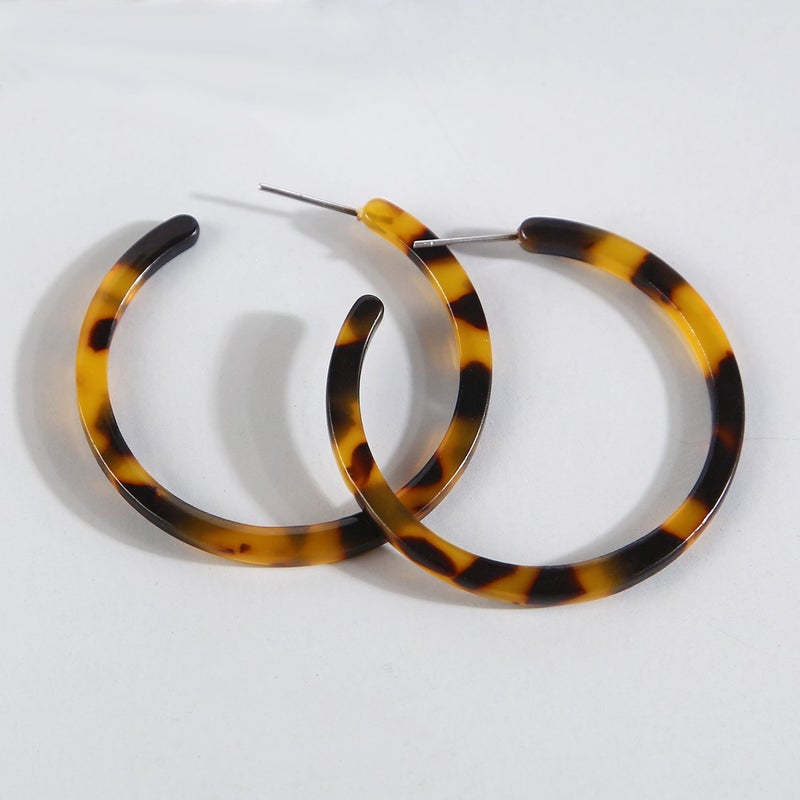 BaubleStar Tortoise Shell Resin Hoop Earrings Acrylic Round Circle Dangle Amber Ear Drops Fashion Jewelry for Women - Image 5