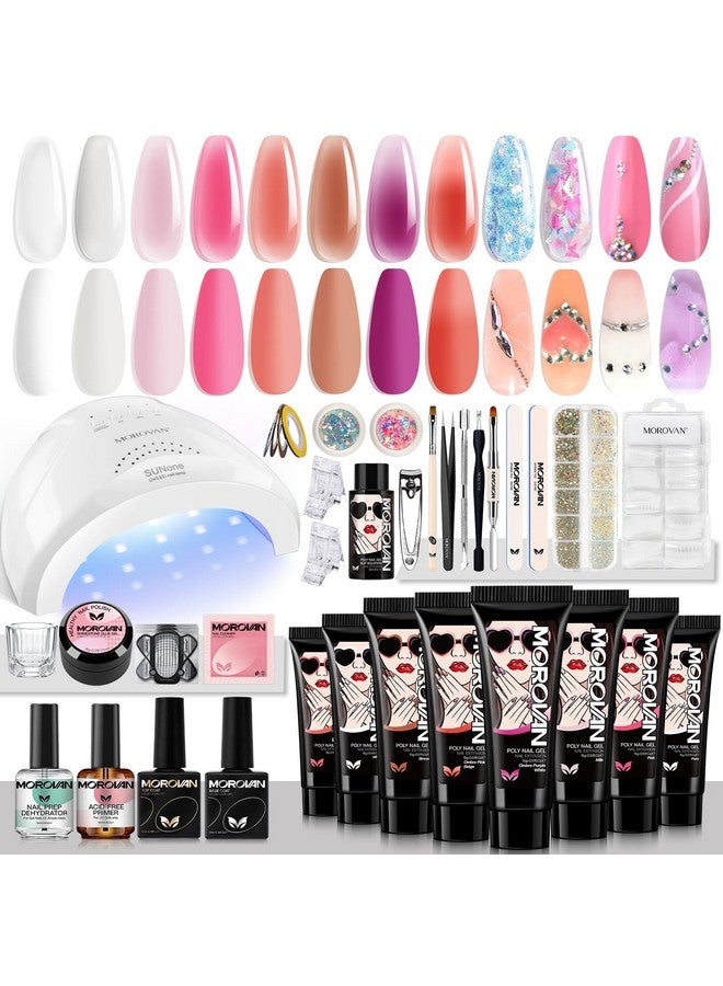 morovan Poly Gel Nail Kit: Starter Kit 8 Pcs Poly Nail Gel Kit With U V Lamp 48W Complete Poly Gel Kit For Beginners With Everything Professional - Image 1