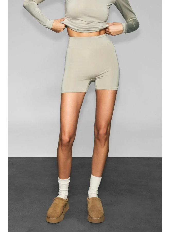 Urban Beat  RUNLES Women's Printed Detailed Slim Fit Sporty Short Stone-Colored Tights. for Women | Best Price UAE