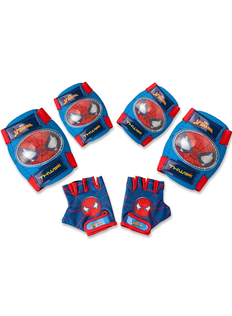 Spartan SpiderMan 6Piece Protective Set M  Knee Pads, Elbow Pads & Gloves | Foam Cushion with Slide Caps | Adjustable Velcro Straps | Lightweight Breathable Fabric | Youth Size M (812 Yrs) SP9128