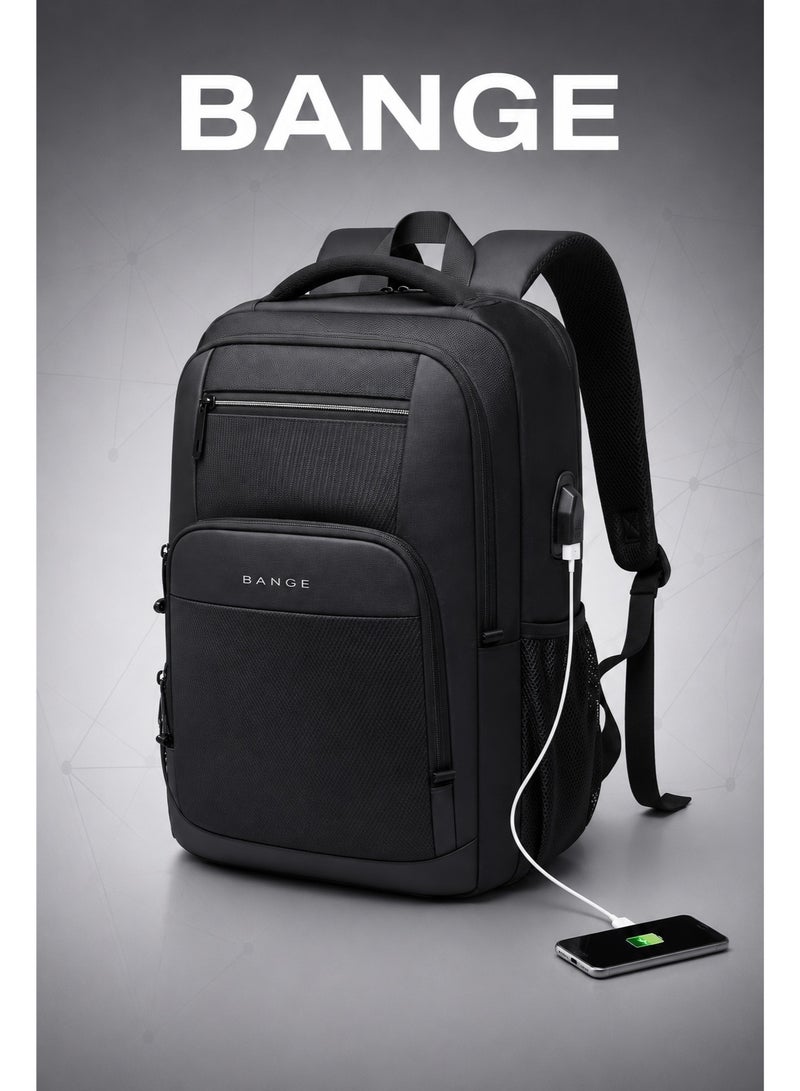 BANGE 15.6 Inch Laptop Backpack Waterproof Anti-Theft Business Computer Bag with USB Charging Port, Large Capacity Durable Work Backpack for Men Women, Padded Laptop Compartment - Image 1