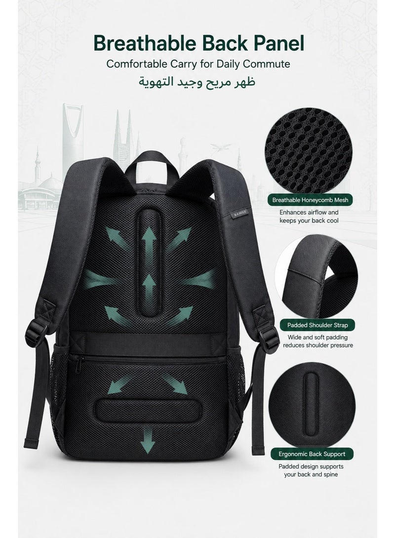 BANGE 15.6 Inch Laptop Backpack Waterproof Anti-Theft Business Computer Bag with USB Charging Port, Large Capacity Durable Work Backpack for Men Women, Padded Laptop Compartment - Image 2