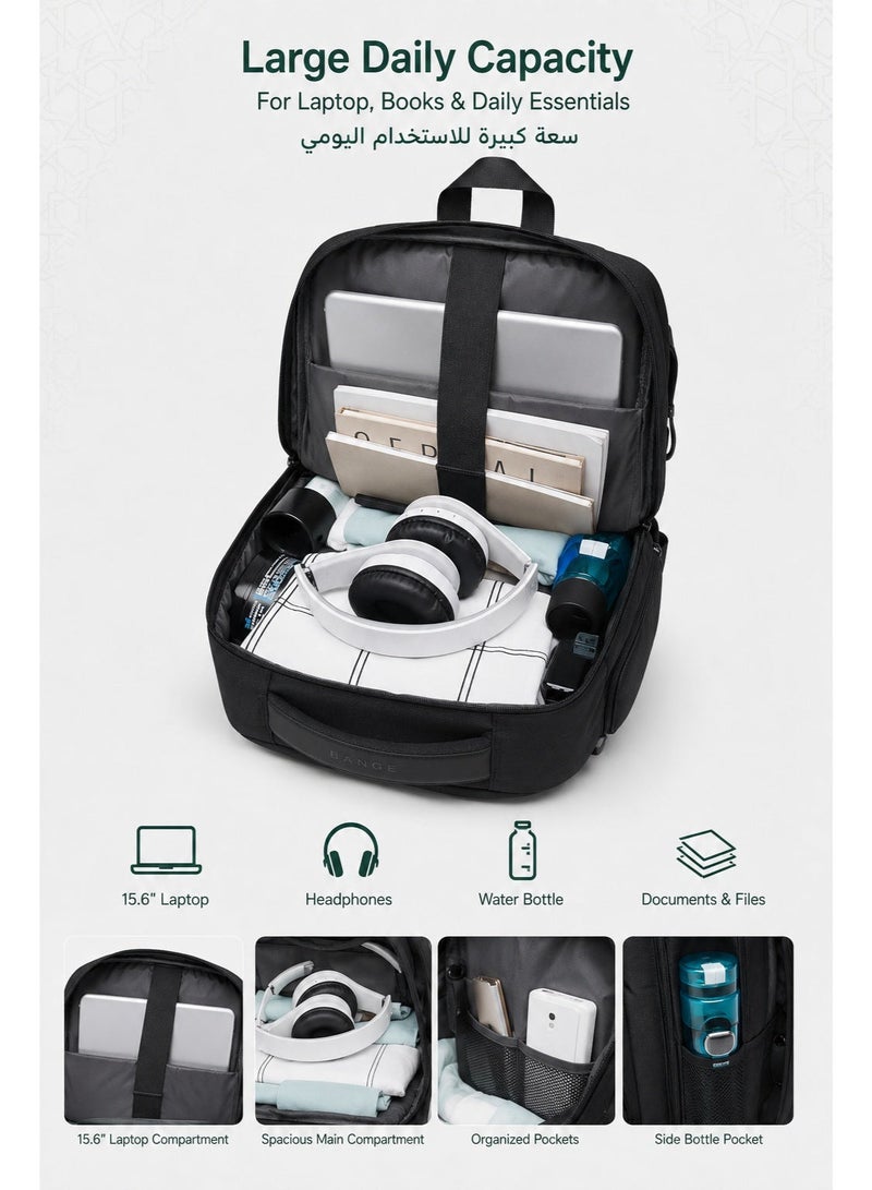 BANGE 15.6 Inch Laptop Backpack Waterproof Anti-Theft Business Computer Bag with USB Charging Port, Large Capacity Durable Work Backpack for Men Women, Padded Laptop Compartment - Image 3