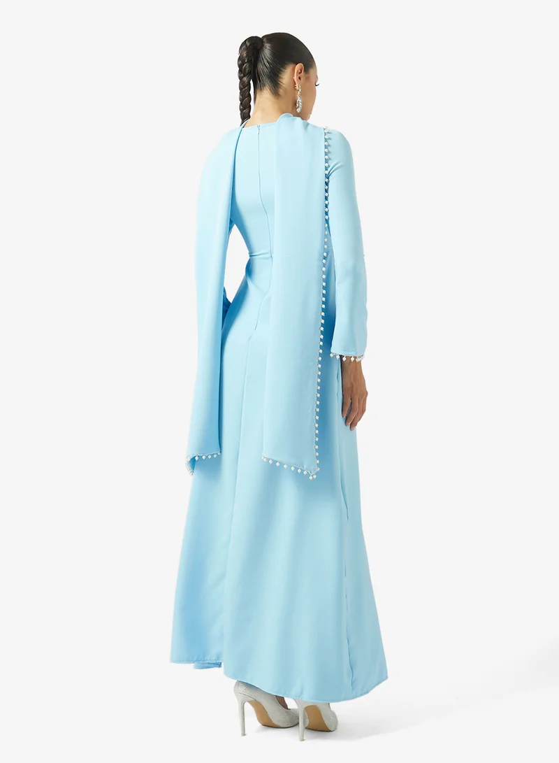 خزانة Cape Dress With Embellished Hem