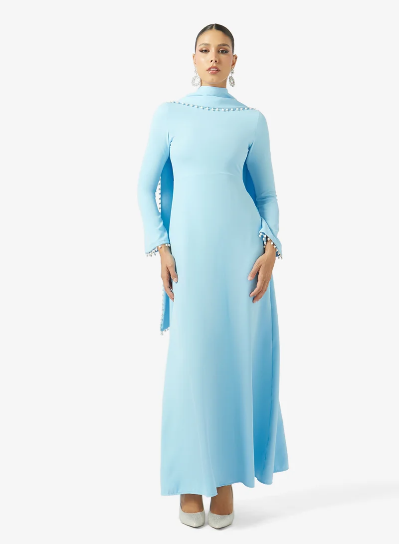 خزانة Cape Dress With Embellished Hem
