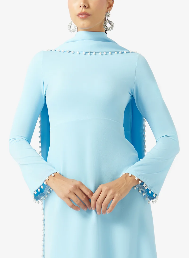 Khizana  Cape Dress With Embellished Hem for Women | Best Price UAE