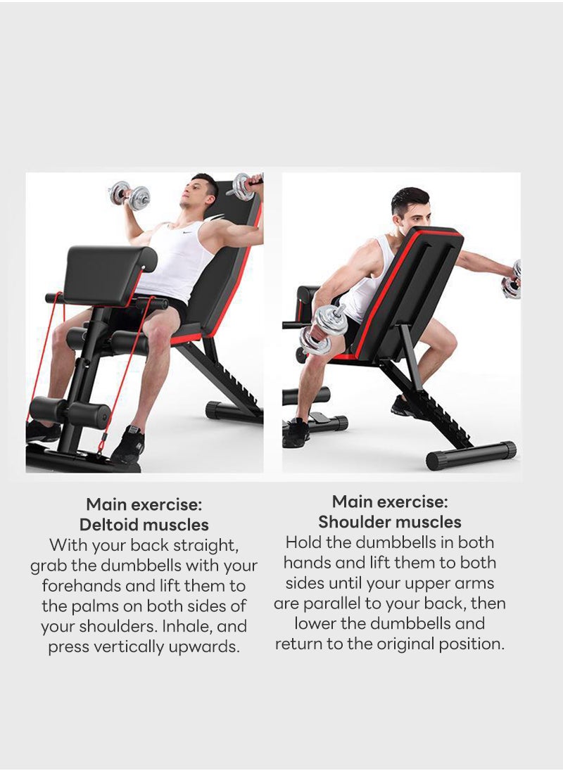 Folding Weight Bench Fitness 7 Backrest for Abdominal Dumbbells Weight Training Equipment