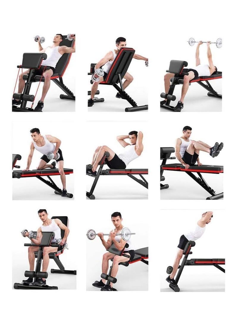 Folding Weight Bench Fitness 7 Backrest for Abdominal Dumbbells Weight Training Equipment