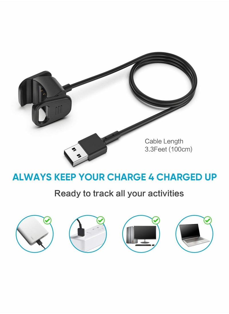 KASTWAVE - Charger Cable Compatible with Fitbit Charge 3/Charge 4, 2 Pcs Replacement USB Charging Cradle Dock Stand Cable Smart Watch Adapter for Fitbit Charge 3/Charge 4(3.3 ft/1.6ft) - Image 1