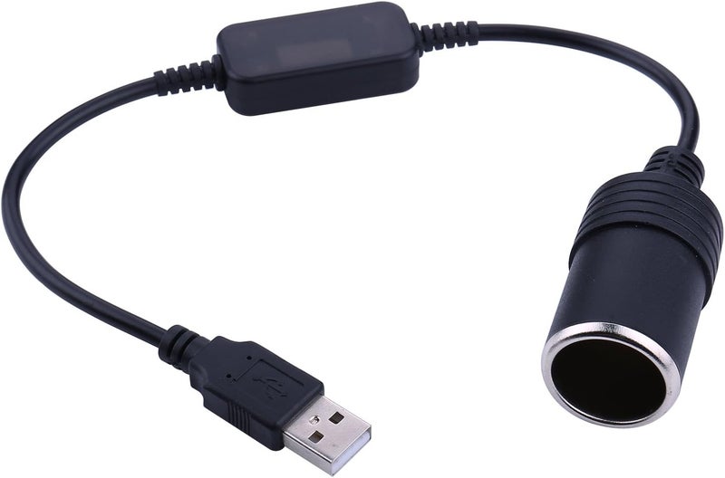 محول كابل USB A ذكر إلى مقبس ولاعة السجائر 12V للسيارة أنثى بطول 60 سم/2 قدم - Image 2