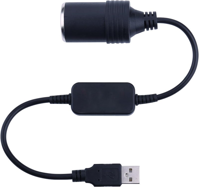 محول كابل USB A ذكر إلى مقبس ولاعة السجائر 12V للسيارة أنثى بطول 60 سم/2 قدم - Image 1