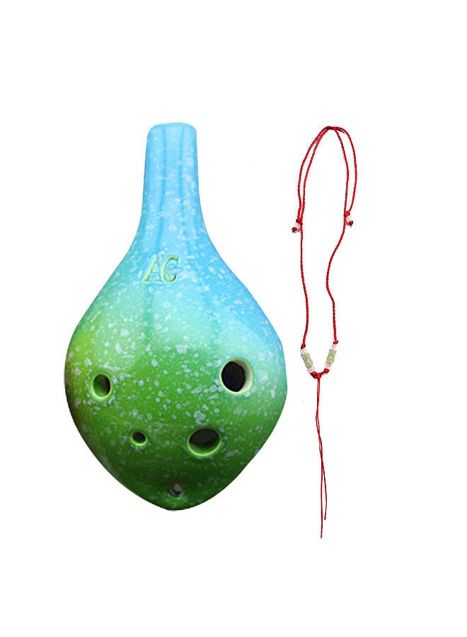 Generic 6 Holes Ceramic Ocarina Alto C Simple Starry Style Musical Instrument with Lanyard Music Score for Music Lover and Learner - Image 1