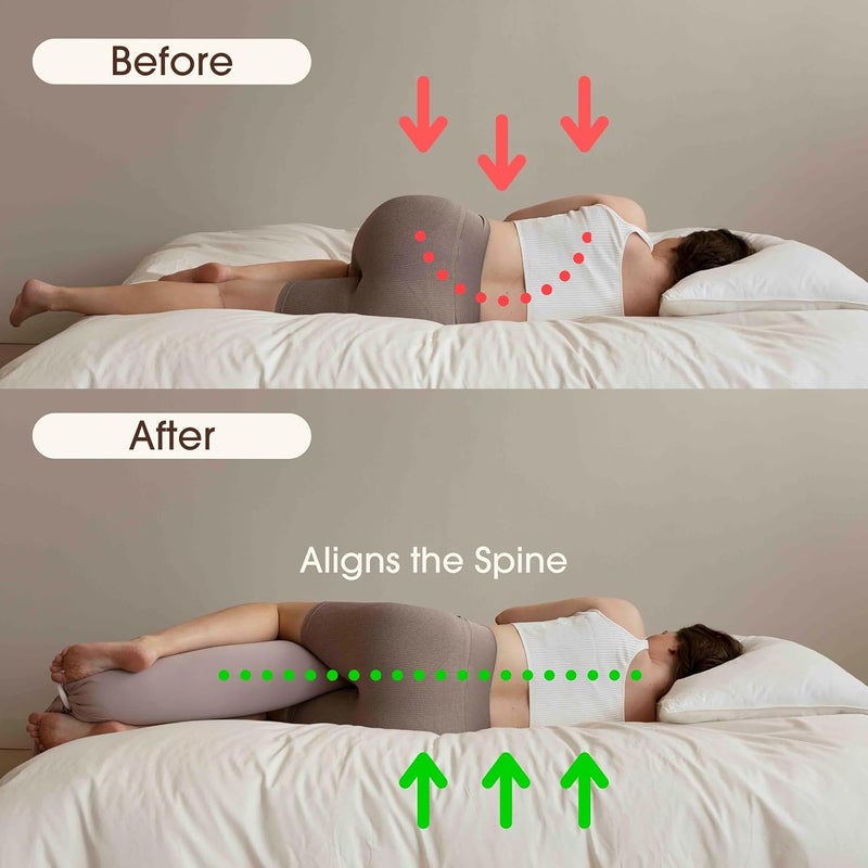 bbhugme Adjustable Pregnancy Pillow Bundle  Full Body Support for Side Sleeping  Adjustable Firmness and Shape  Removable Cover  Dusty Pink  Stone - Image 5