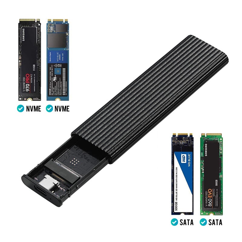 مُغلف القرص الصلب M.2 SATA NVME إلى USB 3.1 بروتوكول مزدوج 10 جيجابت في الثانية بسكل من سبائك الألومنيوم لا حاجة لتثبيت برامج التشغيل - Image 4