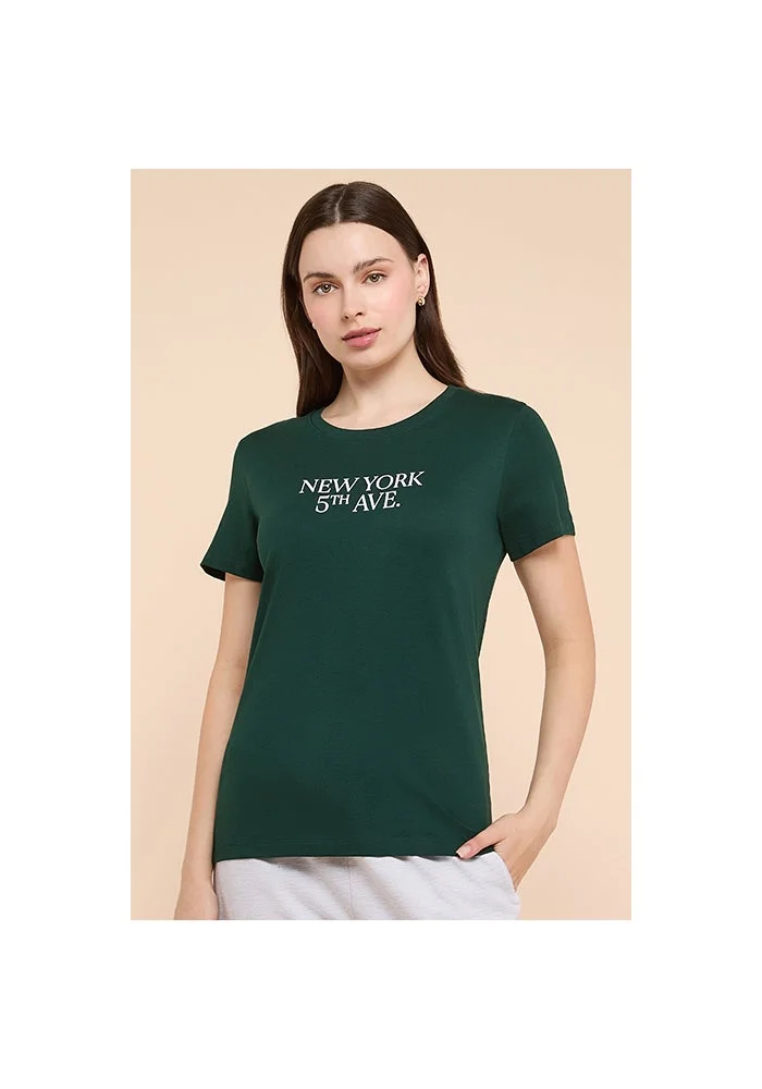 R&b Typography Print T-Shirt with Crew Neck and Short Sleeves