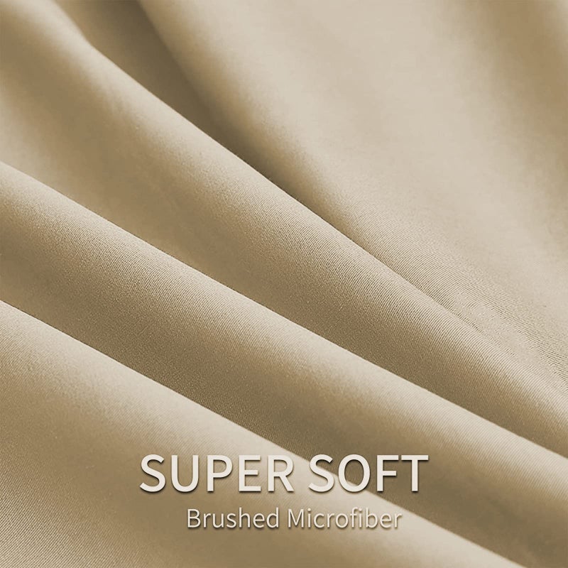 Easehome Beige Queen Size Size Sheets وضع جيب عميق إلى 18 بوصة مرتبة 4 قطعة - صفائح الفراش المتميزة ومسانك مجموعة - تجاعيد ناعمة إضافية مقاومة للبقع مقاومة - Image 3