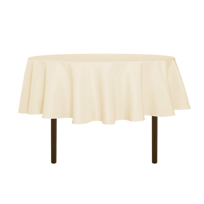 sancua Round Tablecloth  60 Inch  Water Resistant Spill Proof Washable Polyester Table Cloth Decorative Fabric Table Cover for Dining Tables Buffet Parties and Camping Beige