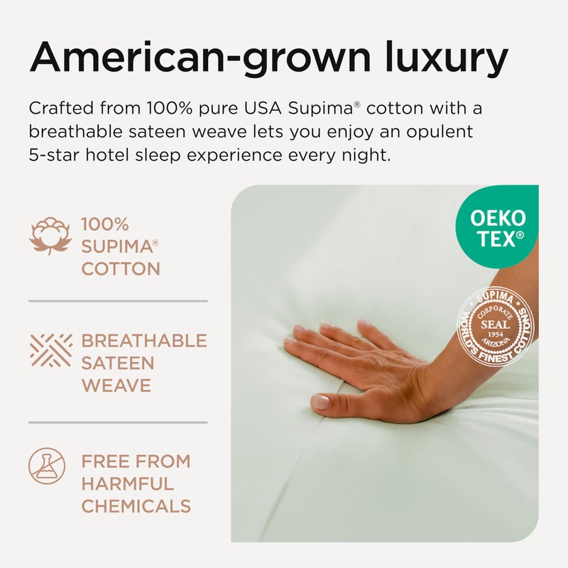 Threadmill Queen Sheet Set | 800 Thread Count Queen Bed Sheets for Queen Mattress with 16â€ Deep Pocket | Sateen Weave, Better Than Egyptian Cotton, 4-Piece Bedding Set with Cooling Effect | Seaglass - Image 3