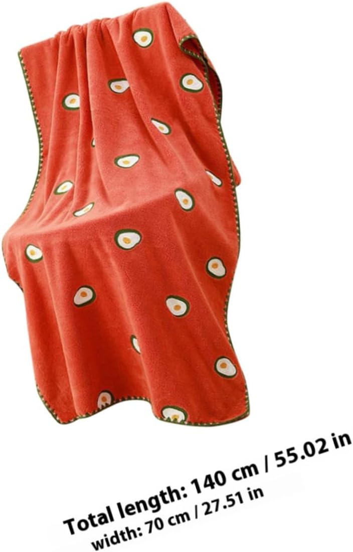 ABOOFAN Coral Fleece Bath Towel 140x70cm Red, Absorbent Long Body Towel Avocado Embroidery, Plush Fast-Drying Swimming Wrap for Bathroom, Shower, Spa Use - Image 2