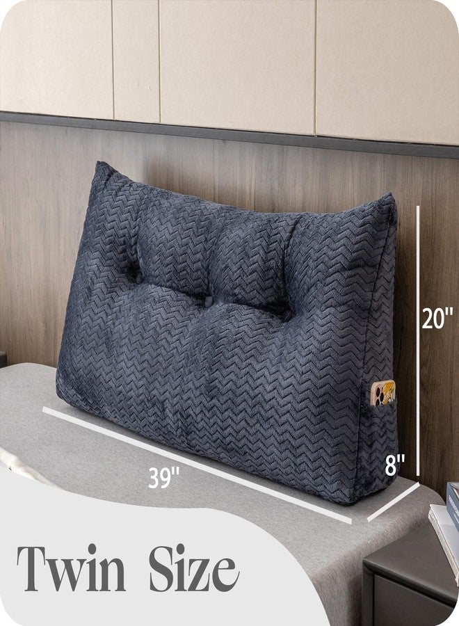 ZOEMO Large Bolster Triangular Headboard Wedge Backrest Positioning Support Bed Rest Reading Pillows Headboard Wedge Pillows for Day Bed Bunk Bed with Removable Cover, Twin (39x8x20 Inches) - Image 2