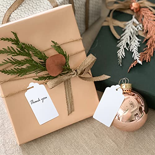 KINGLAKE 100 Pcs White Kraft Paper Blank Tags with String Wedding Favor Hang Tags with 66 Feet Natural Jute Twine Retangle Tags for Crafts - Image 4