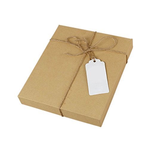 KINGLAKE 100 Pcs White Kraft Paper Blank Tags with String Wedding Favor Hang Tags with 66 Feet Natural Jute Twine Retangle Tags for Crafts - Image 5